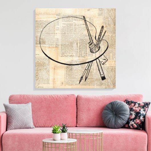 kunst met penseel en schilderpalet canvas afdruk (Insitu (Woonkamer))