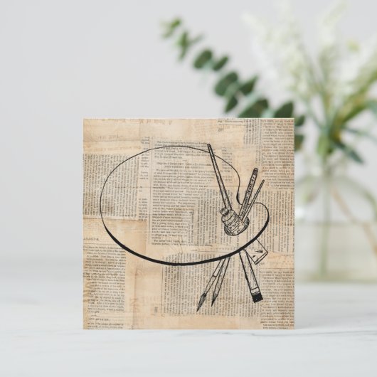  kunst met penseel en schilderpalet kaart (Staand voorkant)