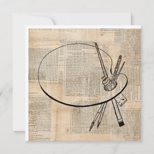 kunst met penseel en schilderpalet kaart (Achterkant)