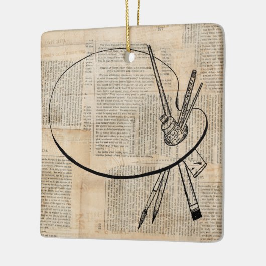  kunst met penseel en schilderpalet keramisch ornament (Links)