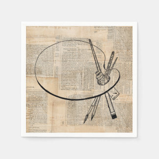  kunst met penseel en schilderpalet servet