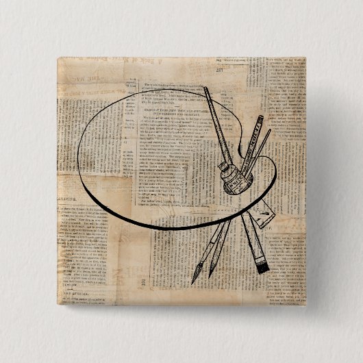  kunst met penseel en schilderpalet vierkante button 5,1 cm (Voorkant)