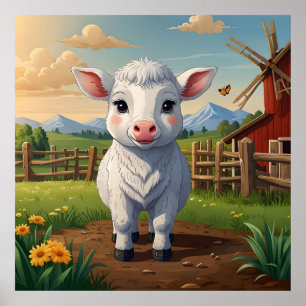 Kunst met schattige boerderijdieren poster