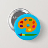 Kunst met schilderpalet ronde button 5,7 cm (Voorkant /achterkant)