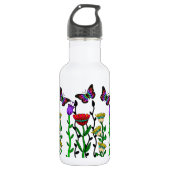  kunst met vlinder en bloemen waterfles  (Voorkant)