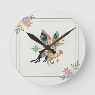 Kunst met vlinder, grafisch ontwerp ronde klok