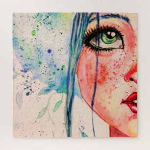 Kunst met Waterverf schilderen mooie meisjes Legpuzzel