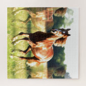 Kunst met wilde paardendieren legpuzzel (Horizontaal)
