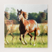 Kunst met wilde paardendieren legpuzzel (Verticaal)