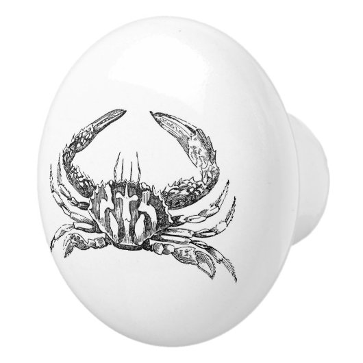 kunst met zwarte en witte krab keramische knop (Rechts)