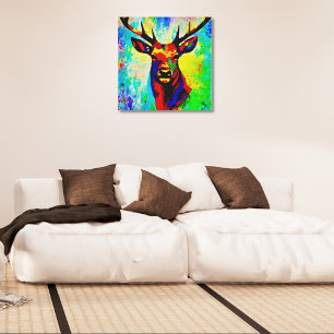 Kunst Muurschildering In Acryl majestueuze hert - Canvas Afdruk