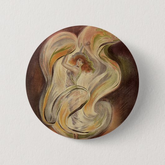  Kunst Nieuw, La Loie Fuller Modern Dancer Ronde Button 5,7 Cm (Voorkant)
