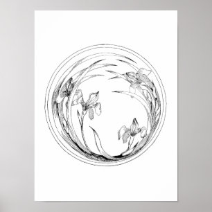 Kunst Nieuw-Zeeland - Sjabloon Iris Poster