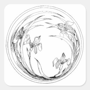 Kunst Nieuw-Zeeland - Sjabloon Iris Vierkante Sticker