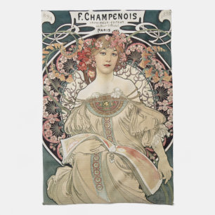  Kunst Nieuwe Alphonse Mucha Kunst schilderen Theedoek