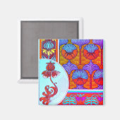 Kunst nieuwe bloem  bloem Victoriaans Magneet (Voorkant / Achterkant)