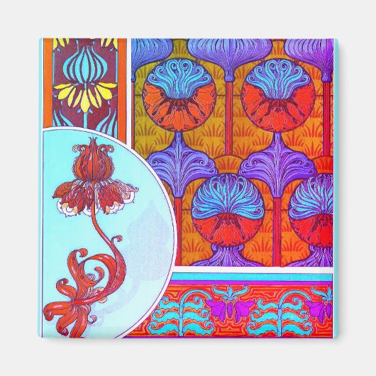 Kunst nieuwe bloem  bloem Victoriaans Magneet (Voorkant)