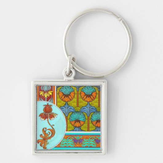 Kunst nieuwe bloem bloem Victoriaans Sleutelhanger (Voorkant)