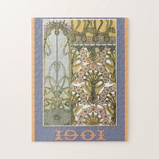 Kunst nieuwe bloemen alphonse mucha florale kunst legpuzzel (Verticaal)