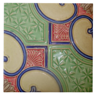  Kunst Nieuwe Deco Majolica Floral Tegeltje