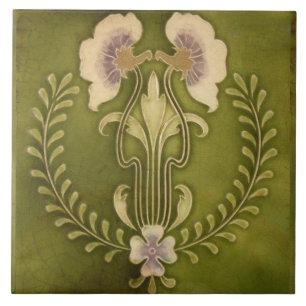  Kunst Nieuwe Deco Majolica Floral Tegeltje