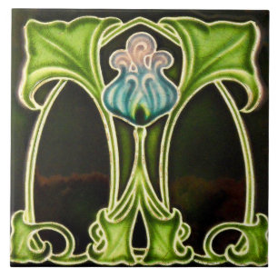 Kunst Nieuwe Deco Majolica Floral Tegeltje