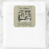 kunst Nieuwe Kinderen Ex Libris Sjabloon Vierkante Sticker (Tas)