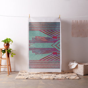 Kunst nieuwe, rode, blauwgroen, groene, , art deco stof