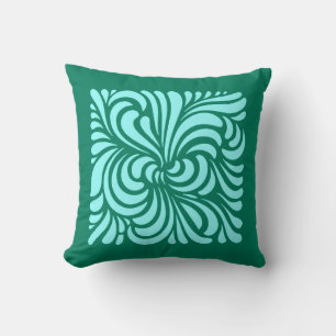 Kunst Nieuwe Stijgende Bladeren, Turquoise en Aqua Kussen