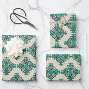 Kunst Nieuwe Tegel Patroon Groen Blauw Inpakpapier Vel