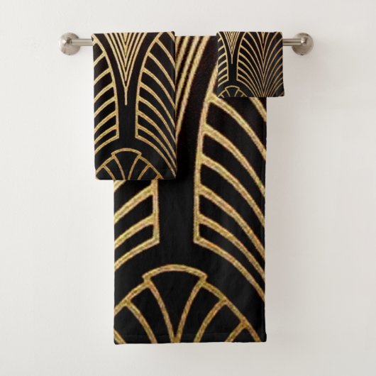 Kunst nouveau, art deco, ventilatorpatroon, brons, bad handdoek (Insitu)