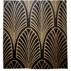 Kunst nouveau, art deco, ventilatorpatroon, brons, douchegordijn