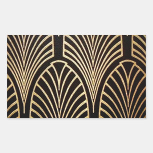 Kunst nouveau, art deco, ventilatorpatroon, brons, rechthoekige sticker