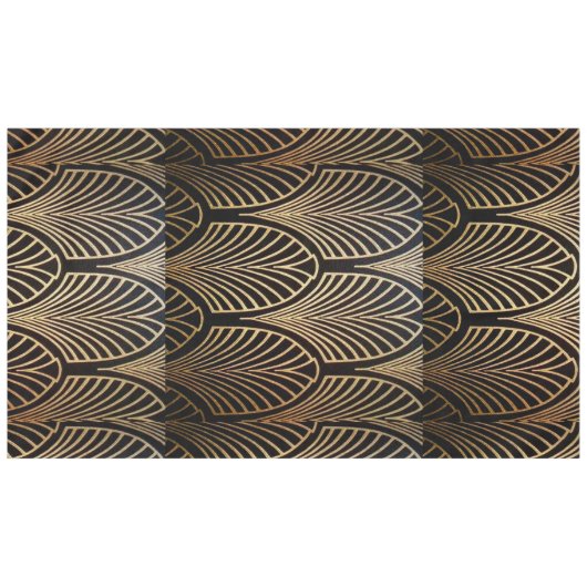 Kunst nouveau, art deco, ventilatorpatroon, brons, tafelkleed (Voorkant (Horizontaal))