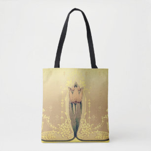 Kunst nouveau floral tulip roze and gold elegant draagtas