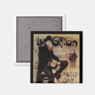  Kunst Nouveau Grillon, Man Drink bier Magneet