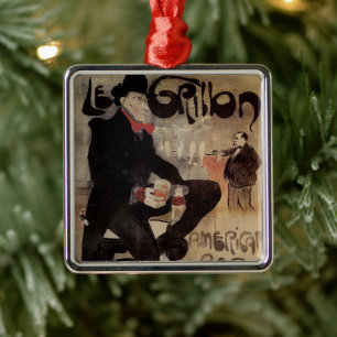 Kunst Nouveau Grillon, Man Drink bier Metalen Ornament