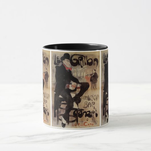 Kunst Nouveau Grillon, Man Drink bier Mok (Midden)