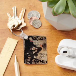  Kunst Nouveau Grillon, Man Drink bier Sleutelhanger