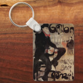  Kunst Nouveau Grillon, Man Drink bier Sleutelhanger (Voorkant)