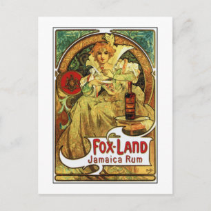  kunst nouveau Mucha Jamaica Rum ad Briefkaart