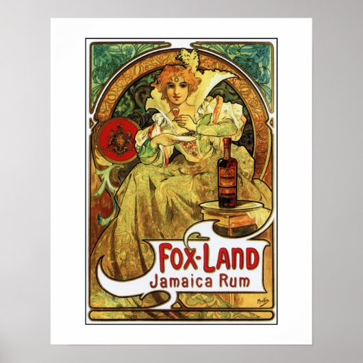  kunst nouveau Mucha Jamaica Rum ad Poster (Voorkant)