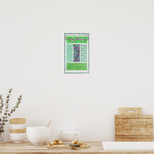 Kunst nouveau parrot aap oerwoud tropisch ontwerp poster (Keuken)