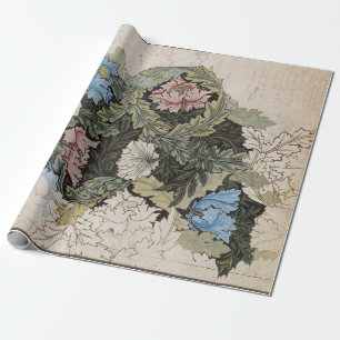 Kunst nouveau william morris plattegrond schets cadeaupapier