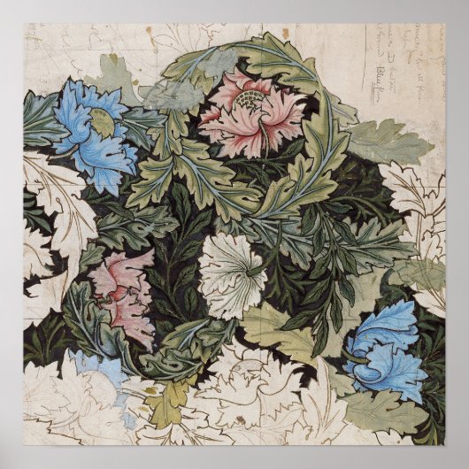 Kunst nouveau william morris plattegrond schets poster (Voorkant)