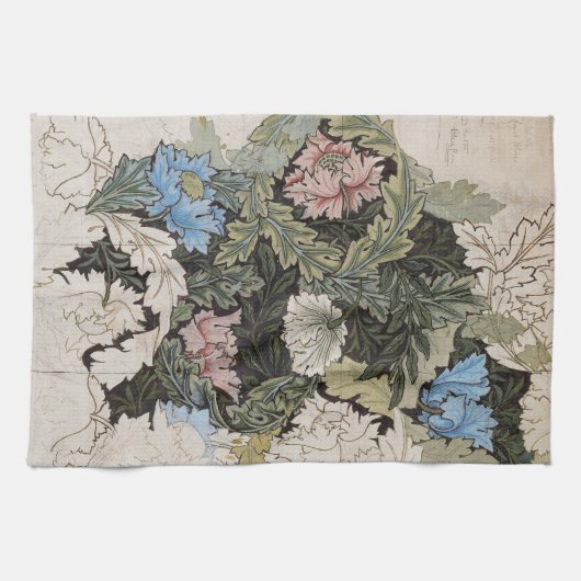 Kunst nouveau william morris plattegrond schets theedoek (Horizontaal)