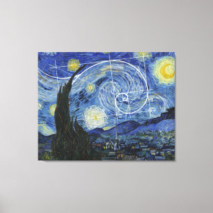  Kunst ontmoet Wiskunde, Van Gogh ontmoet Fibonacc Canvas Afdruk