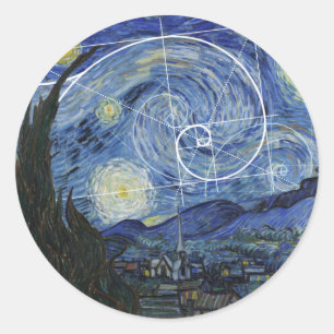 Kunst ontmoet Wiskunde, Van Gogh ontmoet Fibonacci Ronde Sticker