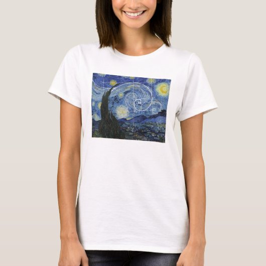 Kunst ontmoet Wiskunde, Van Gogh ontmoet Fibonacci T-shirt (Voorkant)