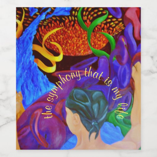 Kunst ontwerpt de symfonie die mijn leven is wijn etiket (Enkel label)